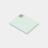 Groene en paarse vlinder post-it® notes (Schuin)