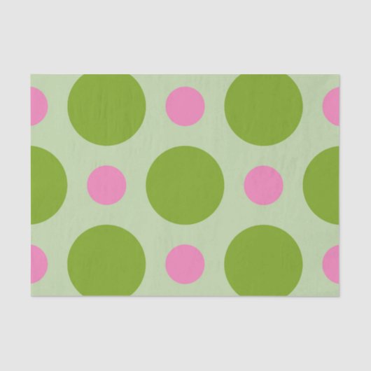 GROENE EN PINK GROTE POLKA DOTS TISSUEPAPIER (Voorkant)