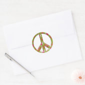 GROENE EN PINK RETRO PEACE SIGN RONDE STICKER (Envelop)