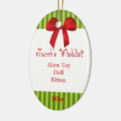 Groene en Rode Aangepaste Versielijking Keramisch Ornament (Links)