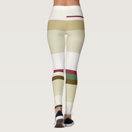 groene en rode Abstracte strepen Leggings (Achterkant)