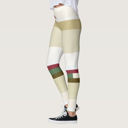 groene en rode Abstracte strepen Leggings (Links)