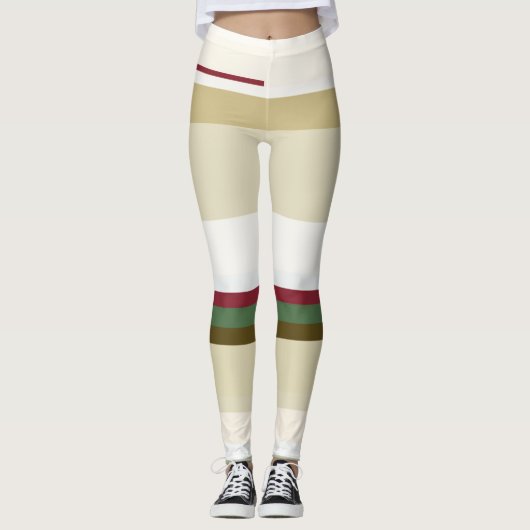 groene en rode Abstracte strepen Leggings (Voorkant)