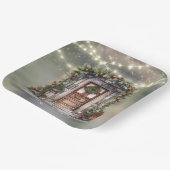 Groene en rode bessen versierde deur licht Kerstmi Papieren Bordje (Gebogen)