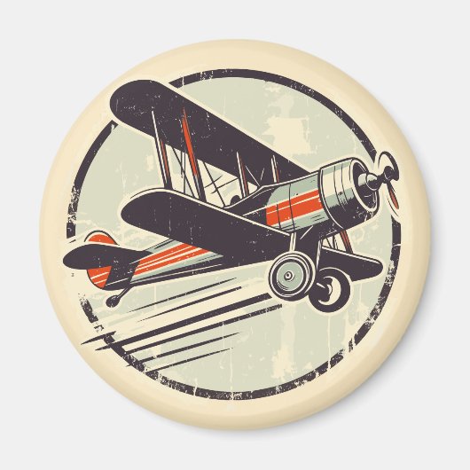  Groene en Rode Biplane Aviator Magneet (Voorkant)