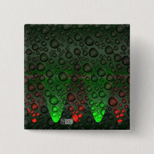 Groene en rode bubbels vierkante button 5,1 cm