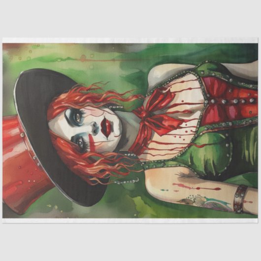 Groene en Rode Circus Ring Leider Decoupage Tissuepapier (Voorkant)