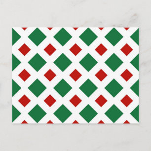 Groene en rode diamanten op wit briefkaart