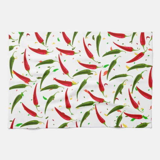 Groene en Rode Hete Peppers Patroon Theedoek (Horizontaal)