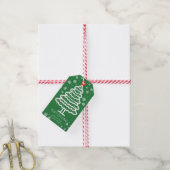 Groene en rode kerst cadeaulabel (Met Touw)