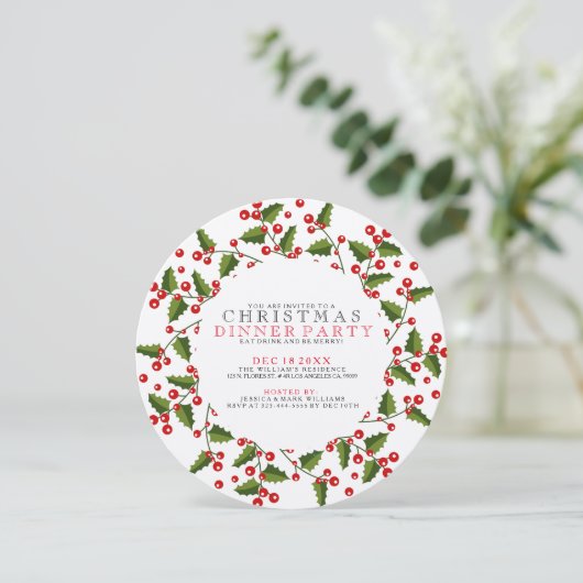 Groene en rode kerst — Grote uitnodiging (Staand voorkant)