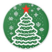 Groene en rode kerst keramische knop (Voorkant)