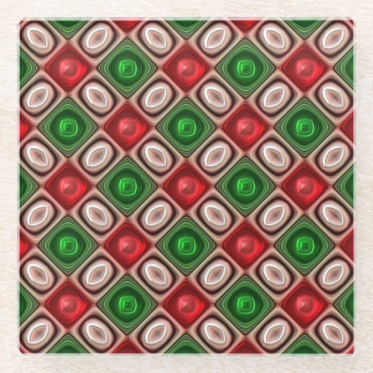 Groene en rode kerst Snoep Onderzetters (Voorkant)