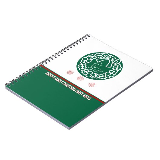 groene en rode kerstkrans en hulstbes notitieboek (Linkerzijde)