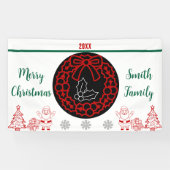 groene en rode kerstkrans sneeuwvlok Santa Clause Spandoek (Horizontaal)