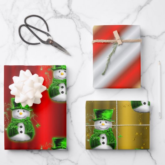 Groene en Rode Kerstmis Inpakpapier Vel (Voorkant)