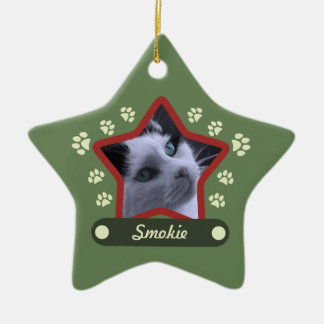 Groene en Rode Pet Paws Kerstfoto Ornament