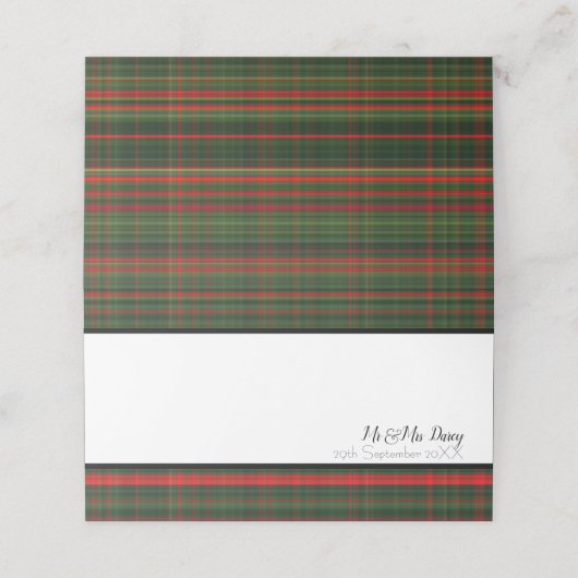 Groene en rode Plaid Place Card (Buitenkant ongevouwen)