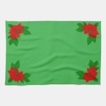 Groene en Rode Poinsettia Theedoek