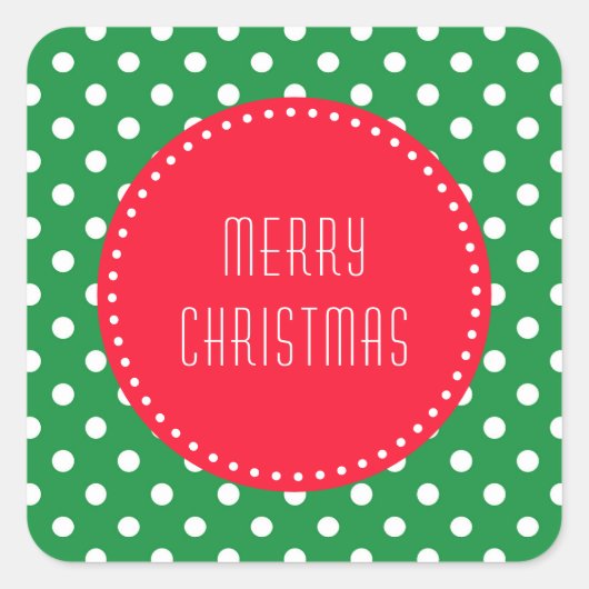 Groene en rode Polka Dot Kerstmis Vierkante Sticker (Voorkant)