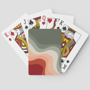Groene en rode retro stijl golven pokerkaarten