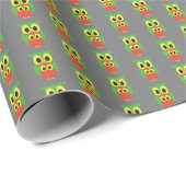 Groene en Rode Uilen Cadeaupapier (Rol Hoek)