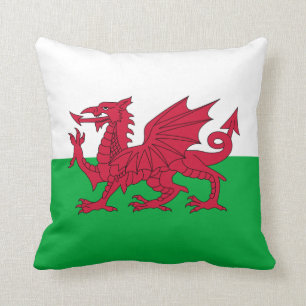Groene en rode vlag van Wales met draak Kussen