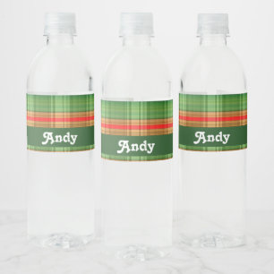 Groene en rode vlekafdruk waterfles etiket