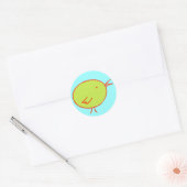 Groene en rode vogel op blauw ronde sticker (Envelop)