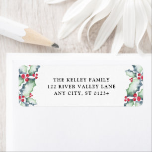 Groene en Rode Waterverf Holly, Vakantie Etiket