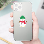 Groene en Rode Winter Sneeuwman Sticker (Telefoon)