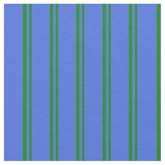 Groene en Royal Blue Lines Stof (Close Up)
