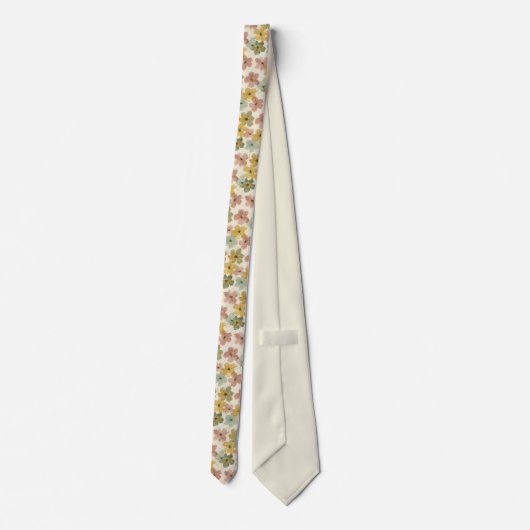 Groene en Roze Bloemen Monogrammed Necktie Stropdas (Achterkant)