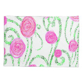 Groene en Roze Bloemenwijnstokken Kussensloop (Achterkant)