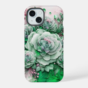 Groene en Roze Cactus Succulent iPhone 15 Hoesje