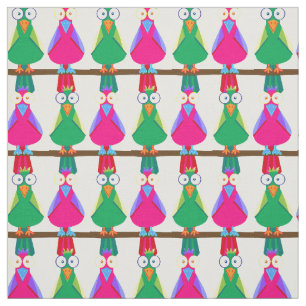 Groene en roze cartoon parrots stof