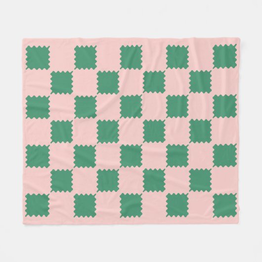 Groene en Roze Groovy Check Fleece Deken (Voorkant (Horizontaal))