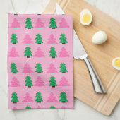 Groene en roze kerstbomen theedoek (Quarter Fold)