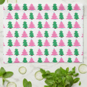 Groene en roze kerstbomen theedoek (Gevouwen)