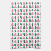 Groene en roze kerstbomen theedoek (Verticaal)