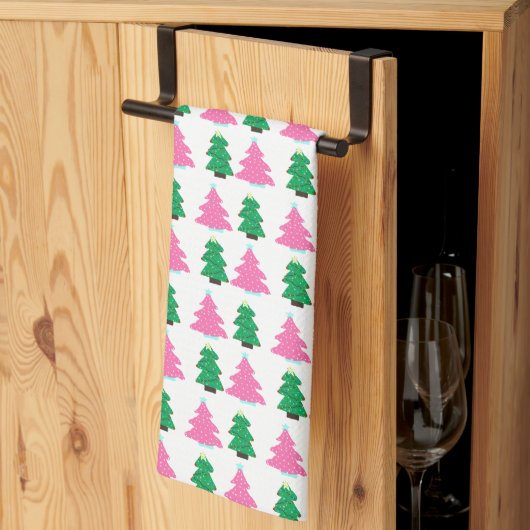 Groene en roze kerstbomen theedoek (Derde Gevouwen)
