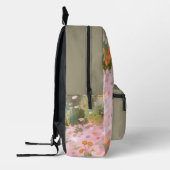 Groene en roze lente weiden achtergrond bedrukte rugzak (Links)