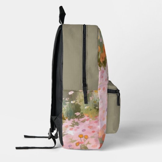 Groene en roze lente weiden achtergrond bedrukte rugzak (Links)