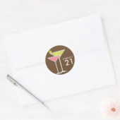 Groene en Roze Martinis Ronde Sticker (Envelop)