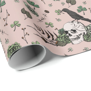 Groene en Roze Schedel Patroon St Patricks Day Got Cadeaupapier