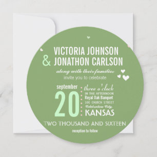 Groene en roze Trendy Geometric Typography Wedding Kaart