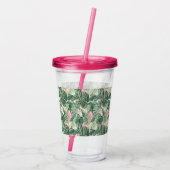 Groene en roze tropische bladeren | Monogram Caban Acryl Drinkbeker (Achterkant)