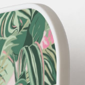 Groene en roze tropische bladeren pickleball paddle (Links Detail)