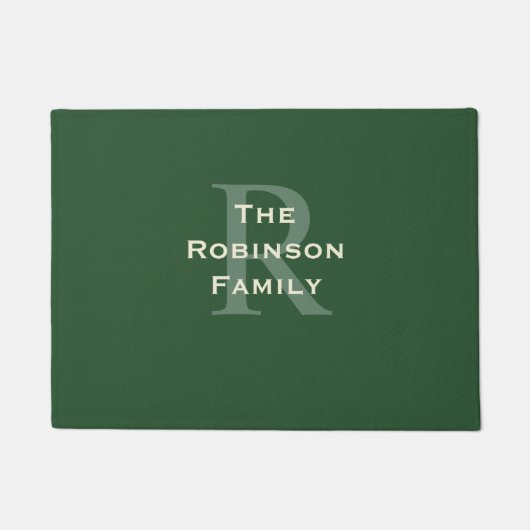 Groene en Tan familienaam monogram Deurmat (Voorkant)