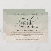 Groene en Tan-Waterverf, online virtuele bruiloft Kaart (Voorkant / Achterkant)